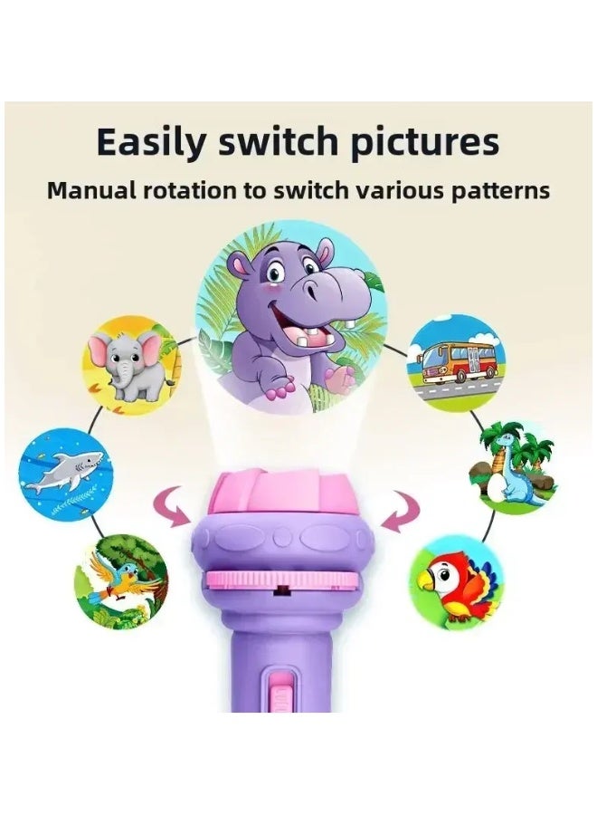 دي اي تي لعبة مصباح عرض الصور للأطفال من DAT مع أقراص صور دوّارة، كشاف يدوي بإضاءة LED، مقاس 11.5 سم، متعدد الألوان، للعب ووقت النوم - Image 4